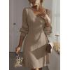 imageDokotoo Fall Dresses for Women 2025 Trendy V Neck Knit A Line Long Sleeve Dress Sweater DressSimply Taupe
