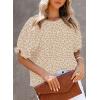 imageDokotoo Floral Print Blouses for Women Crewneck Smocked Puff Sleeve Shirts Casual Babydoll Tops1 Brown