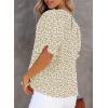 imageDokotoo Floral Print Blouses for Women Crewneck Smocked Puff Sleeve Shirts Casual Babydoll Tops1 Khaki