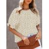 imageDokotoo Floral Print Blouses for Women Crewneck Smocked Puff Sleeve Shirts Casual Babydoll Tops1 Khaki
