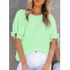 imageDokotoo Floral Print Blouses for Women Crewneck Smocked Puff Sleeve Shirts Casual Babydoll Tops1 Light Green