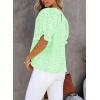 imageDokotoo Floral Print Blouses for Women Crewneck Smocked Puff Sleeve Shirts Casual Babydoll Tops1 Light Green