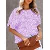 imageDokotoo Floral Print Blouses for Women Crewneck Smocked Puff Sleeve Shirts Casual Babydoll Tops1 Light Purple