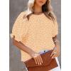 imageDokotoo Floral Print Blouses for Women Crewneck Smocked Puff Sleeve Shirts Casual Babydoll Tops1 Orange