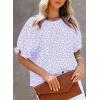 imageDokotoo Floral Print Blouses for Women Crewneck Smocked Puff Sleeve Shirts Casual Babydoll Tops1 Purple
