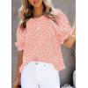 imageDokotoo Floral Print Blouses for Women Crewneck Smocked Puff Sleeve Shirts Casual Babydoll Tops1 Red