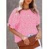 imageDokotoo Floral Print Blouses for Women Crewneck Smocked Puff Sleeve Shirts Casual Babydoll Tops1 Rose