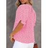 imageDokotoo Floral Print Blouses for Women Crewneck Smocked Puff Sleeve Shirts Casual Babydoll Tops1 Rose