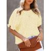 imageDokotoo Floral Print Blouses for Women Crewneck Smocked Puff Sleeve Shirts Casual Babydoll Tops1 Yellow