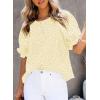 imageDokotoo Floral Print Blouses for Women Crewneck Smocked Puff Sleeve Shirts Casual Babydoll Tops1 Yellow