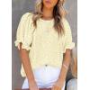 imageDokotoo Floral Print Blouses for Women Crewneck Smocked Puff Sleeve Shirts Casual Babydoll Tops1 Yellow