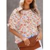 imageDokotoo Floral Print Blouses for Women Crewneck Smocked Puff Sleeve Shirts Casual Babydoll Tops2 Orange