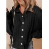 imageDokotoo Oversized Sweaters for Women Casual Solid Long Sleeve Button Down Chunky Knit Hooded Cardigan Sweaters CoatBlack