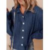 imageDokotoo Oversized Sweaters for Women Casual Solid Long Sleeve Button Down Chunky Knit Hooded Cardigan Sweaters CoatNavy Blue