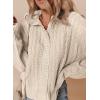 imageDokotoo Oversized Sweaters for Women Casual Solid Long Sleeve Button Down Chunky Knit Hooded Cardigan Sweaters CoatWhite