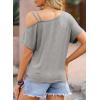 imageDokotoo Sexy Tops for Women Short Sleeve Cold Shoulder T Shirts for Women Summer Tops Beach Fashion Tee 2025 Gray XX Large