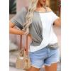 imageDokotoo Sexy Tops for Women Short Sleeve Cold Shoulder T Shirts for Women Summer Tops Beach Fashion Tee 2025 Gray XX Large