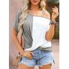 imageDokotoo Sexy Tops for Women Short Sleeve Cold Shoulder T Shirts for Women Summer Tops Beach Fashion Tee 2025 Gray XX Large