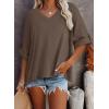 imageDokotoo Summer Shirts 2025 Womens Solid T Shirts for Women Loose Oversized Tops Basic TeeZ Dark Brown