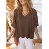 imageDokotoo Summer Shirts 2025 Womens Solid T Shirts for Women Loose Oversized Tops Basic TeeZ Dark Brown