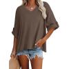 imageDokotoo Summer Shirts 2025 Womens Solid T Shirts for Women Loose Oversized Tops Basic TeeZ Dark Brown
