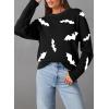 imageDokotoo Sweaters for Women Casual Crewneck Long Sleeve Floral Print Cable Knit Pullover Sweater TopsY Black1