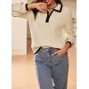 imageDokotoo Sweaters for Women Fashion Long Sleeve Lapel Collar V Neck Casual Knit Color Block Pullover Sweater Jumpers TopsApricot