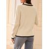 imageDokotoo Sweaters for Women Fashion Long Sleeve Lapel Collar V Neck Casual Knit Color Block Pullover Sweater Jumpers TopsApricot
