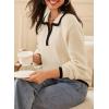 imageDokotoo Sweaters for Women Fashion Long Sleeve Lapel Collar V Neck Casual Knit Color Block Pullover Sweater Jumpers TopsApricot