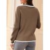 imageDokotoo Sweaters for Women Fashion Long Sleeve Lapel Collar V Neck Casual Knit Color Block Pullover Sweater Jumpers TopsBrown