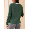 imageDokotoo Sweaters for Women Fashion Long Sleeve Lapel Collar V Neck Casual Knit Color Block Pullover Sweater Jumpers TopsGreen