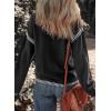imageDokotoo Sweaters for Women Fashion Solid Crewneck Loose Fit Long Sleeve Contrast Cable Knit Pullover Sweater Jumper TopsBlack