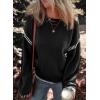 imageDokotoo Sweaters for Women Fashion Solid Crewneck Loose Fit Long Sleeve Contrast Cable Knit Pullover Sweater Jumper TopsBlack