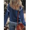 imageDokotoo Sweaters for Women Fashion Solid Crewneck Loose Fit Long Sleeve Contrast Cable Knit Pullover Sweater Jumper TopsBlue