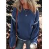 imageDokotoo Sweaters for Women Fashion Solid Crewneck Loose Fit Long Sleeve Contrast Cable Knit Pullover Sweater Jumper TopsBlue