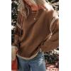imageDokotoo Sweaters for Women Fashion Solid Crewneck Loose Fit Long Sleeve Contrast Cable Knit Pullover Sweater Jumper TopsCoffee
