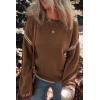 imageDokotoo Sweaters for Women Fashion Solid Crewneck Loose Fit Long Sleeve Contrast Cable Knit Pullover Sweater Jumper TopsCoffee