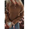 imageDokotoo Sweaters for Women Fashion Solid Crewneck Loose Fit Long Sleeve Contrast Cable Knit Pullover Sweater Jumper TopsCoffee