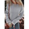 imageDokotoo Sweaters for Women Fashion Solid Crewneck Loose Fit Long Sleeve Contrast Cable Knit Pullover Sweater Jumper TopsGray