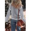 imageDokotoo Sweaters for Women Fashion Solid Crewneck Loose Fit Long Sleeve Contrast Cable Knit Pullover Sweater Jumper TopsGray