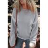 imageDokotoo Sweaters for Women Fashion Solid Crewneck Loose Fit Long Sleeve Contrast Cable Knit Pullover Sweater Jumper TopsGray