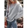 imageDokotoo Sweaters for Women Fashion Solid Crewneck Loose Fit Long Sleeve Contrast Cable Knit Pullover Sweater Jumper TopsGray