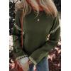 imageDokotoo Sweaters for Women Fashion Solid Crewneck Loose Fit Long Sleeve Contrast Cable Knit Pullover Sweater Jumper TopsGreen