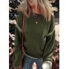 imageDokotoo Sweaters for Women Fashion Solid Crewneck Loose Fit Long Sleeve Contrast Cable Knit Pullover Sweater Jumper TopsGreen