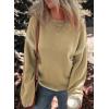 imageDokotoo Sweaters for Women Fashion Solid Crewneck Loose Fit Long Sleeve Contrast Cable Knit Pullover Sweater Jumper TopsKhaki