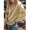 imageDokotoo Sweaters for Women Fashion Solid Crewneck Loose Fit Long Sleeve Contrast Cable Knit Pullover Sweater Jumper TopsKhaki