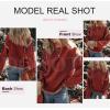 imageDokotoo Sweaters for Women Fashion Solid Crewneck Loose Fit Long Sleeve Contrast Cable Knit Pullover Sweater Jumper TopsRed