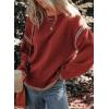 imageDokotoo Sweaters for Women Fashion Solid Crewneck Loose Fit Long Sleeve Contrast Cable Knit Pullover Sweater Jumper TopsRed