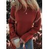 imageDokotoo Sweaters for Women Fashion Solid Crewneck Loose Fit Long Sleeve Contrast Cable Knit Pullover Sweater Jumper TopsRed