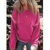imageDokotoo Sweaters for Women Fashion Solid Crewneck Loose Fit Long Sleeve Contrast Cable Knit Pullover Sweater Jumper TopsRose Red